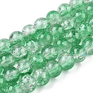 Baking Painted Crackle Glass Beads Strands, Round, Medium Sea Green, 8mm, Hole: 1.3~1.6mm, about 100pcs/strand, 31.4 inch(X-CCG-S001-8mm-19)