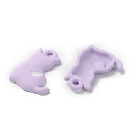 Spray Printed Alloy Pendants, Cat Charm, Lavender, 15.5x11.5x2.5mm, Hole: 1.5mm(FIND-TAC0002-071F)