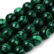 Synthetic Malachite Bead Strands, Round, 8~8.5mm, Hole: 1mm, about 47pcs/strand, 15.5 inch(G-Q462-57-8mm)