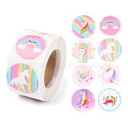 8 Styles Unicorn Paper Stickers, Self Adhesive Roll Sticker Labels, for Envelopes, Bubble Mailers and Bags, Flat Round, Horse Pattern, 2.5cm, about 500pcs/roll(DIY-L051-008)