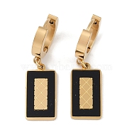 PVD Vacuum Plating 201 Stainless Steel Enamel Rectangle Hoop Earrings, with 304 Stainless Steel Pin, Golden, 34x9mm(EJEW-I309-49G)