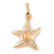 Brass Micro Pave Cubic Zirconia Pendant Bails, Starfish, Real 14K Gold Plated, 20.5x15.5x4.5mm(KK-N256-17B-G)