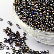 8/0 Glass Seed Beads, Iris Round, Colorful, 3mm, Hole: 1mm, about 10000pcs/pound(SEED-A009-3mm-602)
