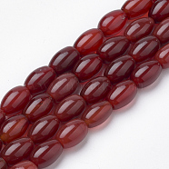 Dyed Natural Carnelian Beads Strands, Oval, 11~12x7.5~8mm, Hole: 2mm, about 33pcs/strand, 16.3 inch(G-S273-07)