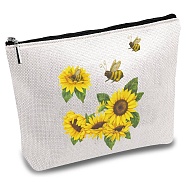 Custom Polycotton Canvas Stroage Bags, Metal Zipper Pouches, Rectangle, Sunflower, 18x25cm(ABAG-WH0029-092)