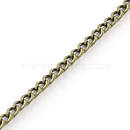 Unwelded Iron Curb Chains, with Card Paper, Antique Bronze, 2.5x1.6x0.45mm, about 32.8 Feet(10m)/card(X-CH-R078-10AB)