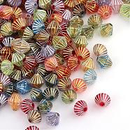 Plating Transparent Acrylic Beads, Metal Enlaced, Bicone, Mixed Color, 8x9mm, Hole: 2mm, about 2600pcs/500g(PACR-Q112-04)
