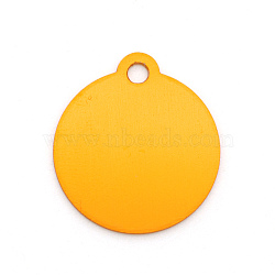 Colored Aluminum Pendants, Laser Cut, Double Sided Dog Pet Name Phone Number ID Tag Charm, Flat Round, Gold, 25.5x23x1mm, Hole: 2.5mm(ALUM-S018-JA634-2)
