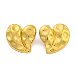 Ion Plating(IP) 304 Stainless Steel Stud Earrings, Heart, Real 18K Gold Plated, 29x25mm(EJEW-H013-37G)