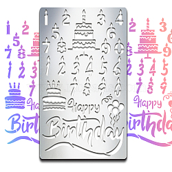 Retro Stainless Steel Metal Cutting Dies Stencils, for DIY Scrapbooking/Photo Album, Decorative Embossing DIY Paper Card, Matte Stainless Steel Color, Birthday Themed Pattern, 177x101x0.5mm(DIY-WH0242-279)