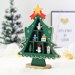 Wooden Desktop Display Decorations, Mini Showcases, Christmas Tree, Green, 140x190mm(PW22061436796)