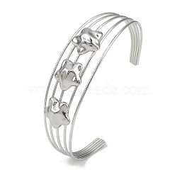 Non-Tarnish 304 Stainless Steel Hollow Open Cuff Bangles, Star, 2-3/4~2-7/8 inch(6.9~7.3cm)x1-7/8 inch(4.7cm)(BJEW-Q348-03P-04)