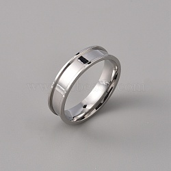 201 Stainless Steel Grooved Finger Ring Settings, Ring Core Blank, for Inlay Ring Jewelry Making, Stainless Steel Color, Inner Diameter: 21mm(STAS-WH0027-27F-P)