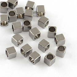 201 Stainless Steel Cube Spacer Beads, Stainless Steel Color, 3x3x3mm, Hole: 2mm(X-STAS-S040-10)