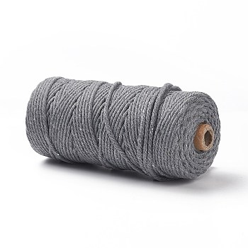Cotton String Threads for Crafts Knitting Making, Gray, 3mm, about 109.36 Yards(100m)/Roll