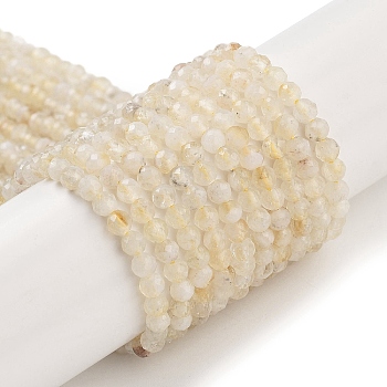 Natural Citrine Beads Strands, Faceted, Round, 3mm, Hole: 0.8mm, about 124pcs/strand, 15.35''(39cm)