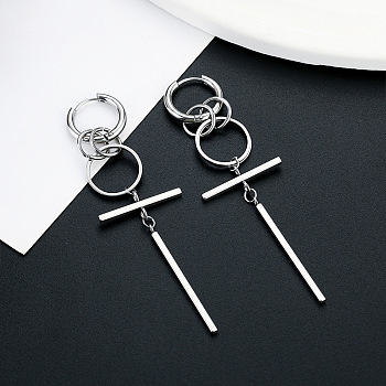 304 Stainless Steel Hoop Earrings, Stainless Steel Color, Ring, 85mm