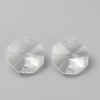Octagon Sew on Glass Rhinestone, Clear, 20x20x10.5mm, Hole: 1.6mm
