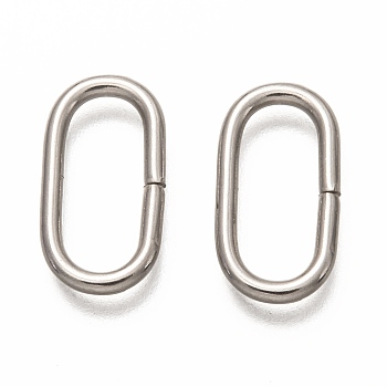 304 Stainless Steel Open Jump Rings, Oval, Stainless Steel Color, 19x10x2mm, inner diameter: 6x15mm