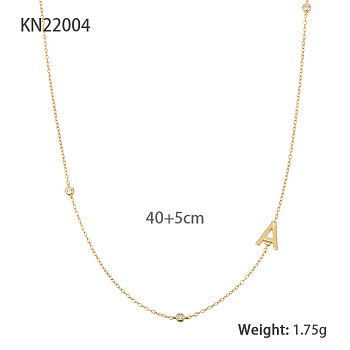 S925 Sterling Silver Rhinestones Letter A Necklace, Simple and Elegant Clavicle Chain for Women