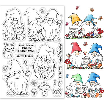 PVC Plastic Stamps, for DIY Scrapbooking, Photo Album Decorative, Cards Making, Stamp Sheets, Gnome Pattern, 16x11x0.3cm