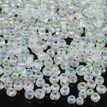 6/0 Round Glass Seed Beads, Transparent Colours Rainbow, Round Hole, Clear, 6/0, 4mm, Hole: 1.5mm, about 500pcs/50g, 50g/bag, 18bags/2pounds