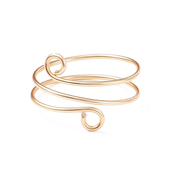 Brass Wire Wrap Double Line Cuff Ring for Women, Light Gold, US Size 9(18.9mm)