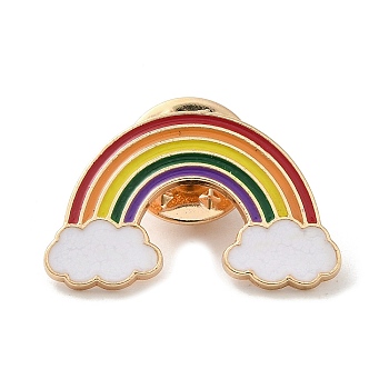 Pride Rainbow Theme Enamel Pins, Light Gold Alloy Badge for Backpack Clothes, Colorful, Rainbow, 15x25x1.5mm