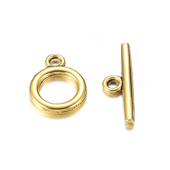 Alloy Toggle Clasps, Cadmium Free & Nickel Free & Lead Free, Antique Golden, Ring: about 14x11x2mm, Hole: 2mm, Bar: 19x5.5x2mm, Hole: 2mm