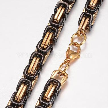 201 Stainless Steel Byzantine Chain Necklaces(NJEW-K062-01C4-8mm)-2
