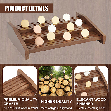 3-Tier 12-Slot Wooden Commemorative Coin Display Risers(ODIS-WH0017-101)-3