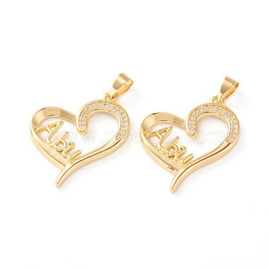 Real 18K Gold Plated Clear Heart Brass+Cubic Zirconia Pendants