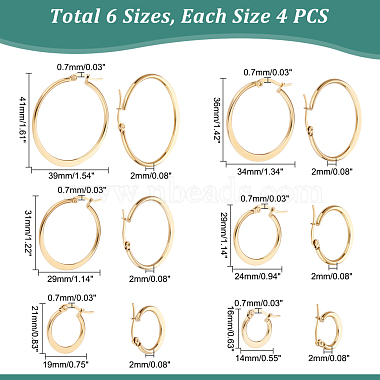 unicraftale 12 paires 6 style 304 boucles d'oreilles créoles plates en acier inoxydable(EJEW-UN0002-16)-2