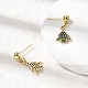 Christmas Brass Micro Pave Cubic Zirconia Dangle Stud Earrings(EJEW-L306-01G-01)-2