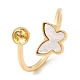 Butterfly Brass with Shell Open Cuff Ring Component(KK-E055-03G-01)-1