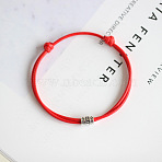 Alloy with Wax Cord Braided Bead Bracelets for Women, Column, Red, 5.91~9.84 inch(15~25cm)(FS-WGB7FC9-01)