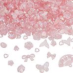 200g Transparent Acrylic Beads, AB Color Plated, Mixed Shapes, Pink, 8~29x9~42.5x2~9mm, Hole: 1.4~2.8mm, 200g/set; about 363pcs(OACR-SP0001-86B)