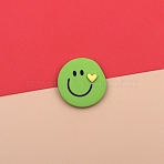 Opaque Cute Resin Cabochons, Smiling Face Cabochons, Flat Round Shape, Yellow Green, 23mm(FIND-SX0001-112)