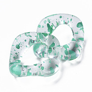 Transparent Acrylic Linking Rings, Quick Link Connectors, for Curb Chains Making, Twist Oval, Medium Sea Green, 31x29x7mm, Inner Diameter: 11x17mm(OACR-N009-016A-13)