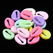 Opaque Acrylic Beads, Cowrie Shell Shaped, Mixed Color, 18x13x5mm, Hole: 2mm, about 900pcs/500g(MACR-S272-63)