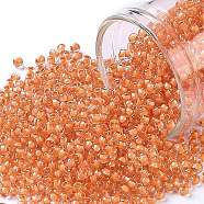 TOHO Round Seed Beads, Japanese Seed Beads, (963) Inside Color Crystal/Apricot Lined, 11/0, 2.2mm, Hole: 0.8mm, about 1110pcs/10g(X-SEED-TR11-0963)