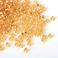 MGB Matsuno Glass Beads, Japanese Seed Beads, 12/0 Silver Lined Glass Round Hole Rocailles Seed Beads, Goldenrod, 2x1mm, Hole: 0.5mm, about 1960pcs/20g(X-SEED-R017-32RR)