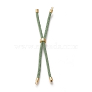 Nylon Twisted Cord Bracelet Making, Slider Bracelet Making, with Eco-Friendly Brass Findings, Round, Golden, Dark Sea Green, 8.66~9.06 inch(22~23cm), Hole: 2.8mm, Single Chain Length: about 4.33~4.53 inch(11~11.5cm)(MAK-M025-155)