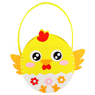 Easter Theme DIY Cloth Baskets Kits, Kid's Handbag, with Plastic Pin, Yarn, and Card, for Storing Home Fruit Snack Vegetables, Children Toy, Yellow, Chick Pattern, 190x260mm(EAER-PW0001-073B-01)