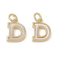 Brass Pave Shell Letter D Charms, Real 18K Gold Plated, 12x9.5x2mm, Hole: 3mm(KK-G497-11G)