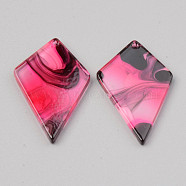 Acrylic Pendants, for DIY Bracelet Necklace Earring Jewelry Craft Making, Kite, Hot Pink, 34.5x21x2mm, Hole: 1.5mm(X-MACR-S372-002D)