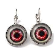 Eye Glass Leverback Earrings with Brass Earring Pins, Crimson, 29mm(EJEW-Q798-01F)