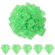 80Pcs Autumn Theme Transparent Frosted Acrylic Pendants, Maple Leaf, Light Green, 24x22.5x3mm, Hole: 1mm, 20pcs/color(SACR-YW0001-58-C)