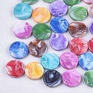Acrylic Beads, Imitation Gemstone Style, Two Tone, Flat Round, Mixed Color, 24x5.5mm, Hole: 1.6mm, about 225pcs/500g(OACR-S031-04)