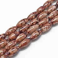 Baking Painted Glass Beads Strands, Swirls Glass Beads, Oval, Coconut Brown, 22x10~10.5mm, Hole: 1.5~2.5mm, about 35~37pcs/strand, 30.31 inch(77cm)(DGLA-S115-22x10mm-S78)